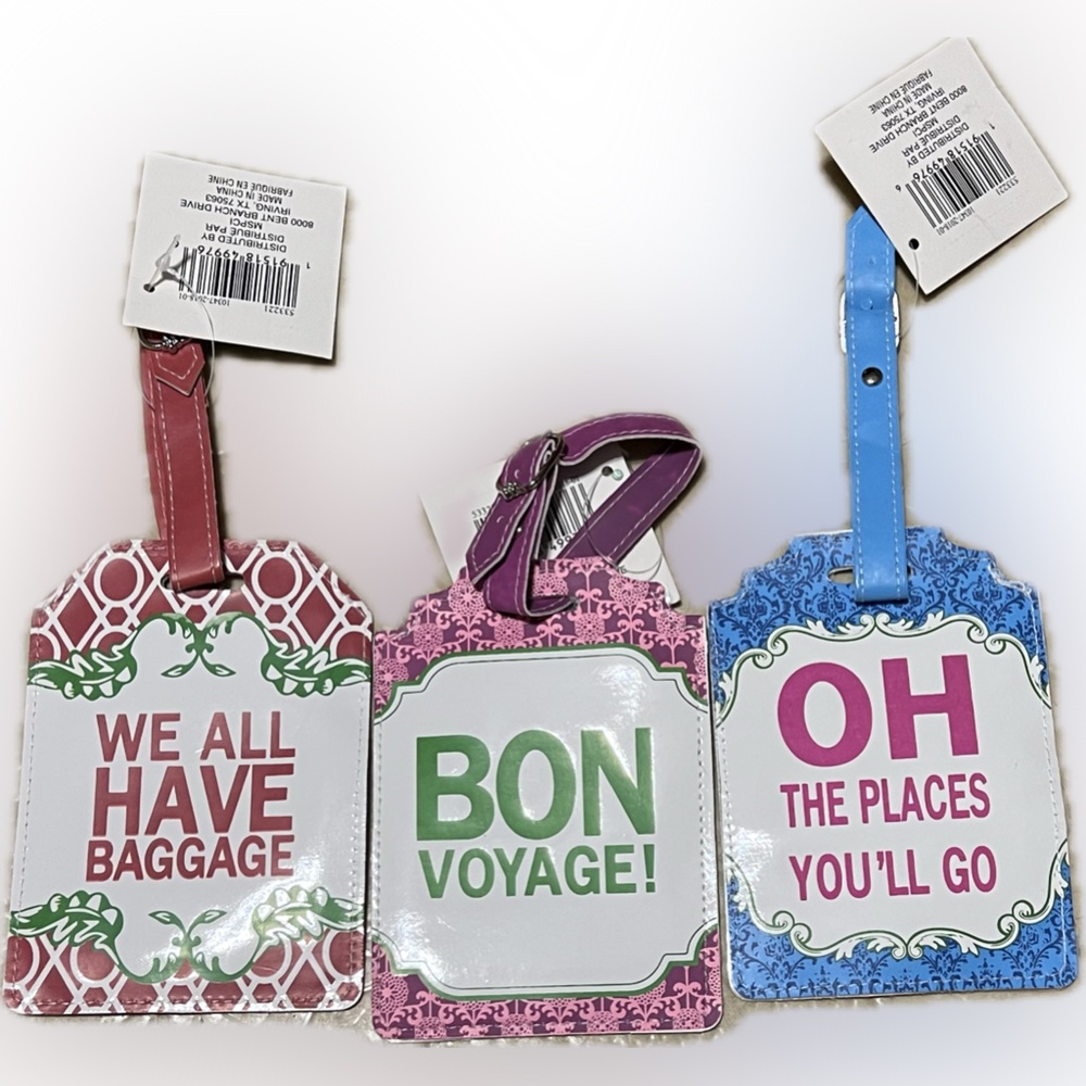 NEW Luggage Identification Tags  Adjustable Buckle Strap Suitcase Set of 3